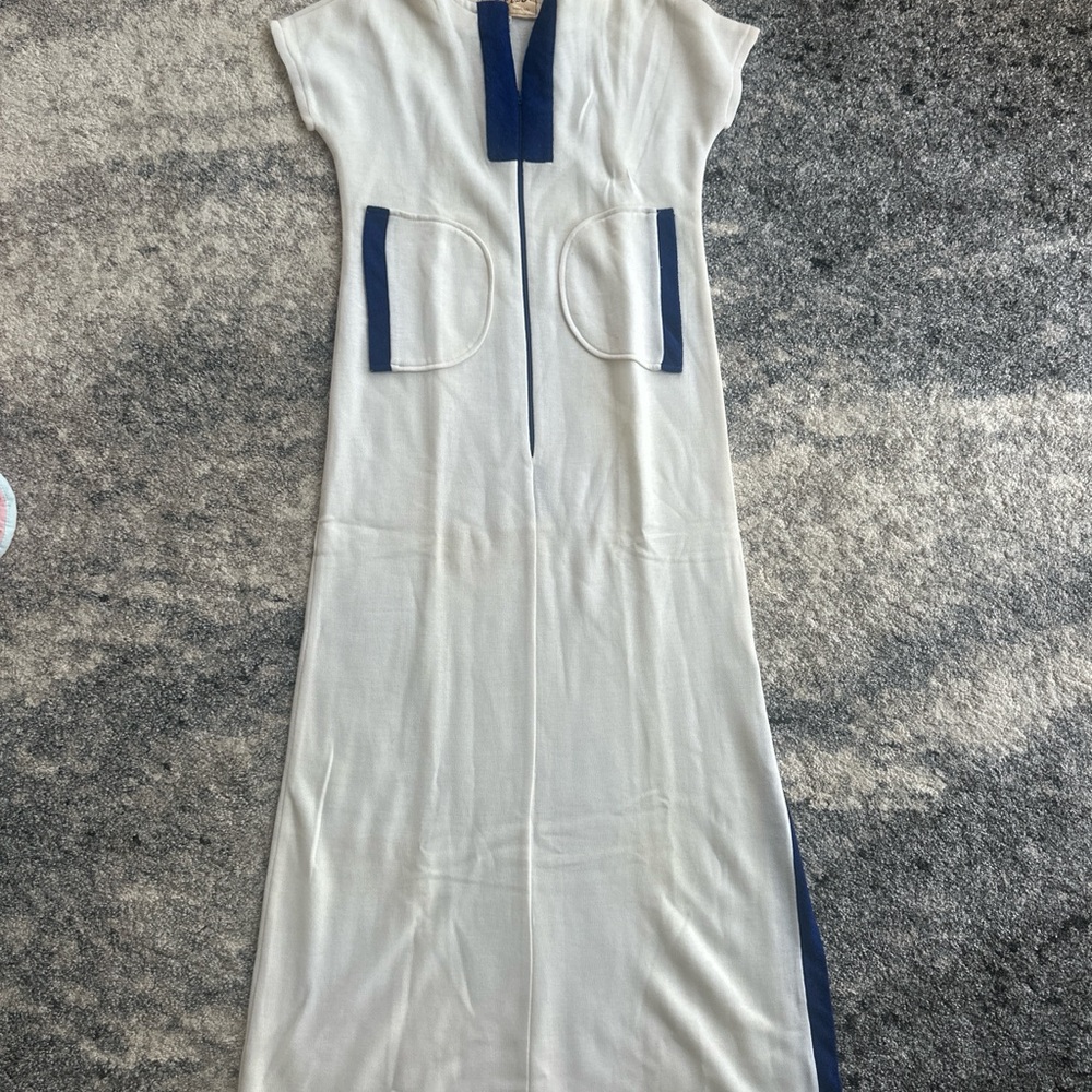 Elise Chic White and Blue Maxi Dress